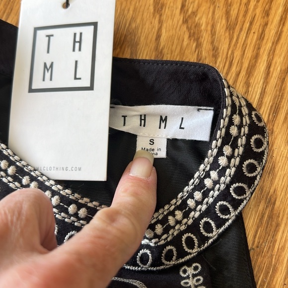 THML Vittoria Embroidered Dress Black Size S - Picture 4 of 5